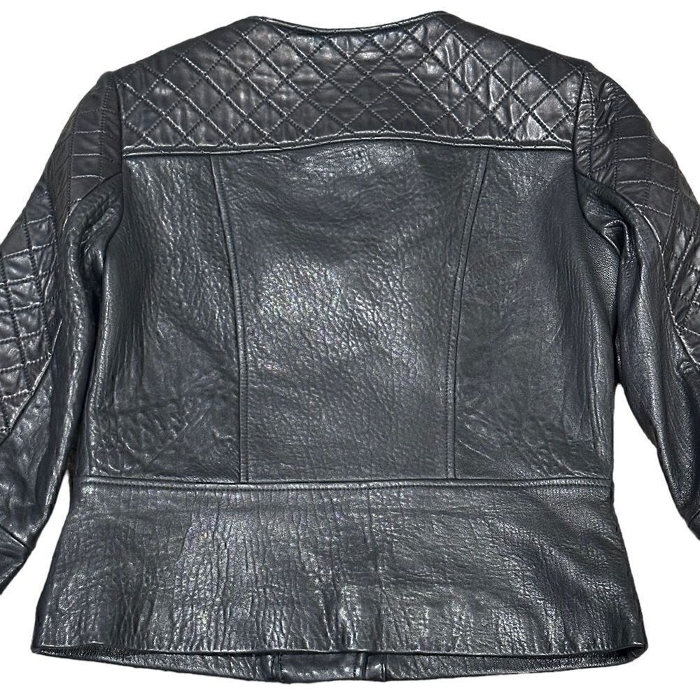 Dawn Levy Black Quilted Genuine Leather Moto Jacket Size Small - Picture 7 of 8